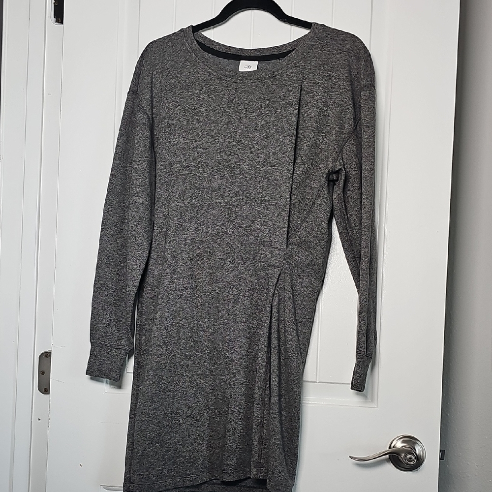 CAbi Sm Gray Crew Neck Long Sleeve Sweater Dress